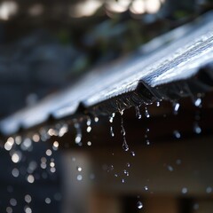 Sticker - Raindrops falling from a roof.