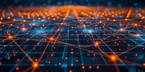 Poster - Digital network concept with glowing nodes and connections, symbolizing global communication and data transfer
