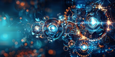 Aufkleber - Abstract industrial background with gears and machinery, symbolizing innovation and progress in technology