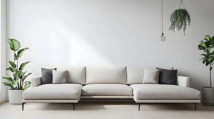 Poster - Minimalist living room design featuring a sleek sectional sofa clean walls and a simple yet elegant decor creating a serene and calming atmosphere