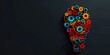 © kwanchaift - Abstract light bulb made of colorful gears, creativity and engineering concept