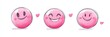 © Taras Vykhopen - Three pink smiley emoticons in doodle style against a white isolated background