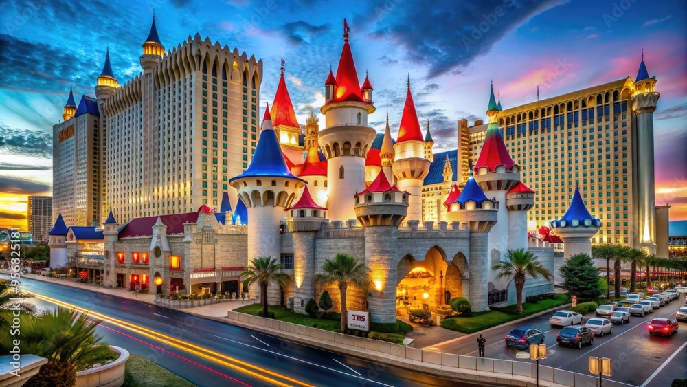 A majestic medieval-themed hotel and casino resort stands tall on the ...