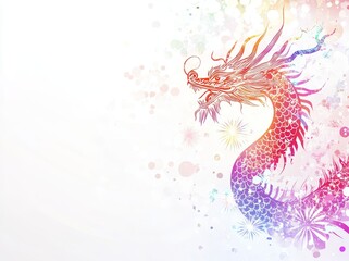 Sticker - A Chinese dragon silhouette is created by colorful fireworks on transparent PNG.