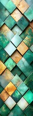 Canvas Print - Abstract Green and Gold Geometric Pattern.