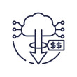 © VectorMine - Cloud with downward arrow and dollar sign symbolizing cost reduction in cloud computing.