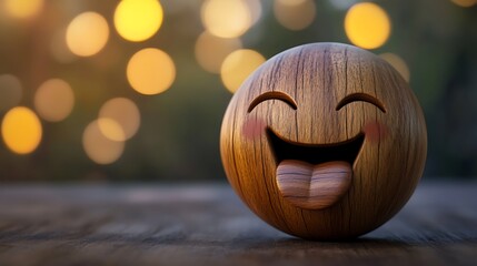 Poster - Wooden Emoji Laughing