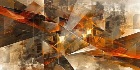 Poster - Abstract digital artwork of interconnected geometric shapes, illustrating the complexity of modern technology