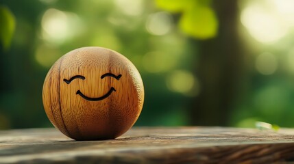 Poster - Wooden Smiley on a Table