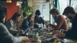 © irissca - Diverse individuals collaborate at a community repair cafe to fix electronics, embracing ethical consumption and slow tech principles