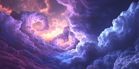 Aufkleber - 3D cartoon rendering featuring the interplay of fractal clouds exploring themes of the universe cosmos astronomy science and education