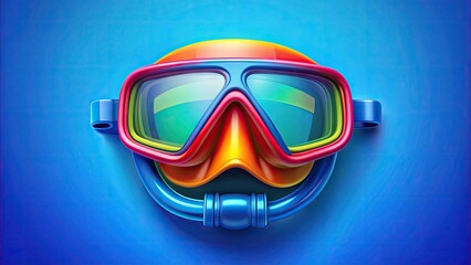 A vibrant, colorful icon of a snorkeling mask and fins set against a bright blue background, evoking a sense of ocean adventure and exploration.