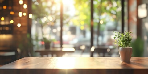 Poster - 3D rendering of a blurred abstract background in a cafe setting