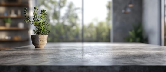 Poster - 3D Rendering of a Tabletop with Blurred Interior Background