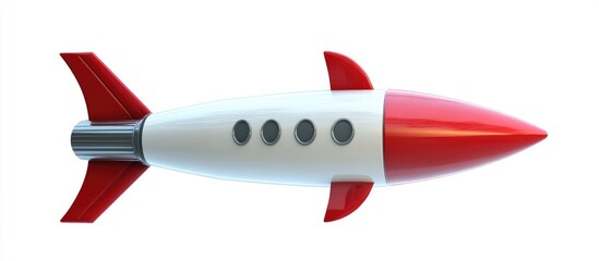 Aufkleber - Cartoon rocket spaceship isolated on a white background in 3D cartoon rendering