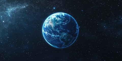 Aufkleber - Beautiful blue planet Earth in space with stars in the background depicted in 3D cartoon rendering