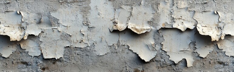 Poster - 3D rendering of a concrete wall with peeling old paint on both exterior and interior surfaces