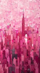 Wall Mural - pink city skyline pixelated illustration poster background 