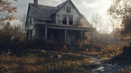 3D rendering of abandoned houses