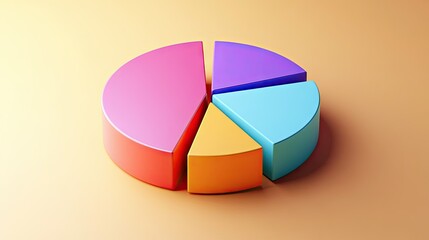 Poster - Detailed view of a 3D pie chart with segment labels and percentage values, set against a neutral backdrop to highlight the chart's design and data accuracy.