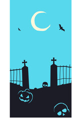 Wall Mural - Halloween banner. Cemetery decoration. Silhouette style.