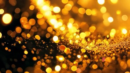 Poster - golden bokeh lights abstract background defocused blur circles festive holiday bright yellow orange glitter sparkle shimmer texture video