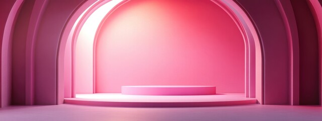 Aufkleber - Abstract background featuring a podium and wall 3D rendering and illustration