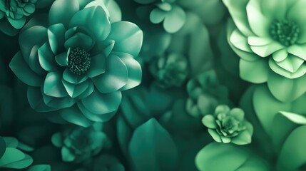 Poster - Abstract green background featuring a floral concept design for product 3D visualization