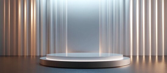 Poster - Elegant shiny podium for mock up presentation in minimalist style with ample copy space 3D render abstract background design
