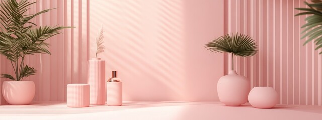Poster - Product display in a pink studio environment featuring a minimalist design and 3D rendering
