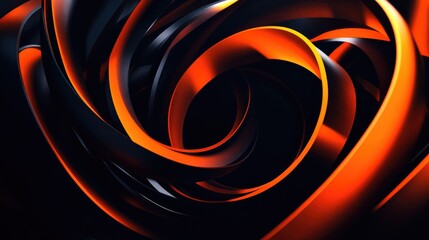 Poster - Abstract motion capture design featuring dark rings and orange red elements against a dark background 3D render
