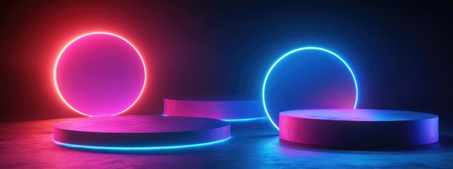 Aufkleber - Abstract mock up scene featuring geometric podium shapes for product display presentation and advertising 3D rendering