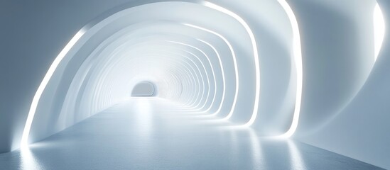 Aufkleber - Futuristic abstract interior of a light corridor modern minimal environment and imaginative tunnel design 3D rendering