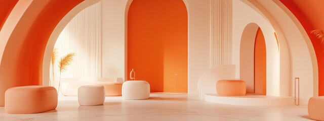 Poster - Abstract interior space featuring a mock up area for product display 3D rendering