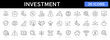 © warmworld - Investment thin line icons set. Investment, Investor, Asset, Profit, Portfolio, Fund, Dividend editable stroke icon. Vector
