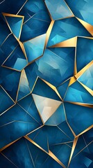 Poster - Abstract Blue and Gold Geometric Pattern.