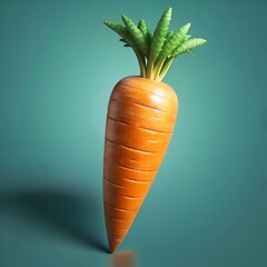 A realistic 3D illustration of a single carrot with green leaves. perfect for healthy lifestyle. food. and agriculture designs.