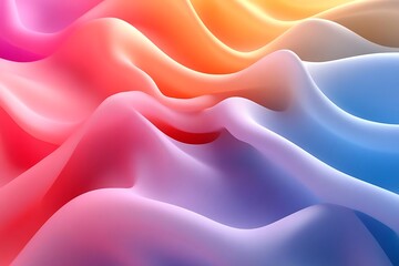 Wall Mural - Abstract 3D Background with Wavy Shapes in Red, Orange, Pink, and Blue