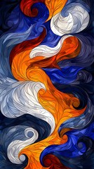 Wall Mural - Ocean flame swirl pattern illustration poster background