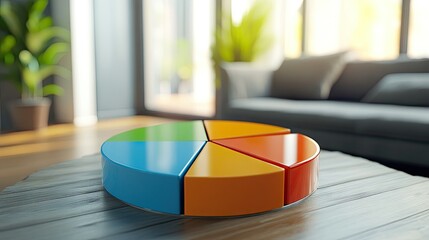 Poster - High-definition image of a 3D pie chart in a corporate setting, with clear, labeled segments and a professional,