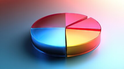 Poster - High-resolution image of a 3D pie chart with gradient colors and glossy finish, presenting data with a polished and eye-catching appearance.