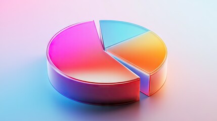 Poster - High-resolution image of a 3D pie chart with gradient colors and glossy finish, presenting data with a polished and eye-catching appearance.