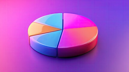 Poster - High-resolution image of a 3D pie chart with gradient colors and glossy finish, presenting data with a polished and eye-catching appearance.