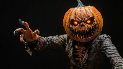 Wall Mural - Scary horror Halloween pumpkin lantern, character portrait