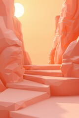 Poster - Low Poly Desert Canyon With Stairway