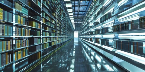 Poster - A digital library archive system with categorized and indexed data, showcasing efficient information retrieval