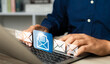 © GamePixel - New email notification alerts concept for Digital marketing business communication through virtual inbox and internet technology as Business people use laptop with emails on a virtual screen