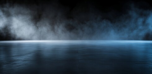 Wall Mural - Flowing mist. A symphony of light and dark created by white and black. A fluid fantasy created with fog and light against a black backdrop.