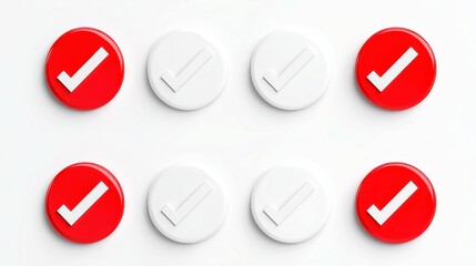 Poster - Isometric Checkmark Icon Set, featuring vibrant yes and red no buttons, designed with ample free space for a clean, modern presentation suitable for various applications