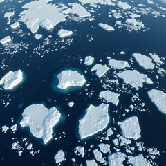 Wall Mural - Generative ai aerial view of antarctic icebergs. Aerial View of Ocean Icebergs. Ultra realistic. Photorealistic